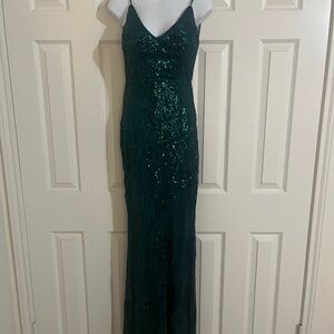 Lulu's Emerald Green Sequin Gown